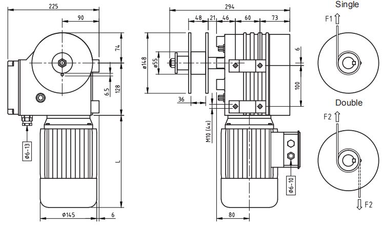 Motor Gearboxes With Winch Drum For Greenhouse
