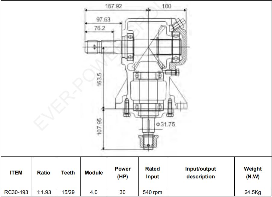 Pto Shaft And Gearbox For Disc Crop Mower