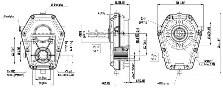 KM7003 Series Tractor Hydraulic Pump PTO Speed Increaser Aluminium Multipliter Gearbox