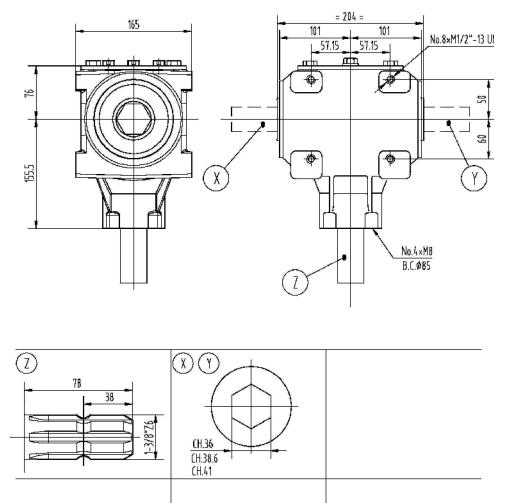 267BC Series 40HP Agricultural Gearbox for Manure Spreader