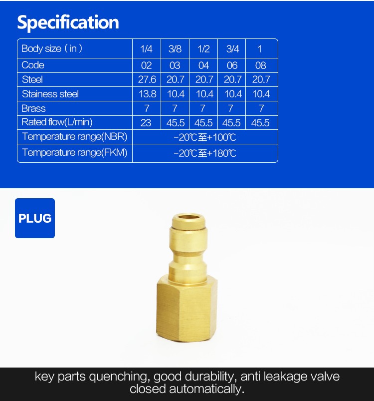 Non-Valve Series 3/4 Size BSP/NPT Thread Quick Disconnect Hydraulic Hose Fittings&hydraulic Hose End Fittings