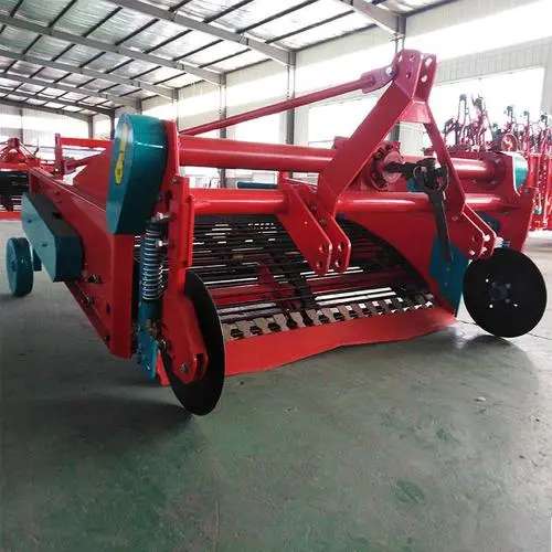 Potatoes Harvester Driving by Tractor