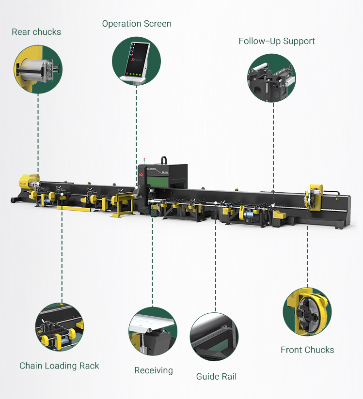 Side-mounted Bed Metal Tube Laser Cutter 450mm Big Diameter Laser Cutting Machines for Large Structural Steel