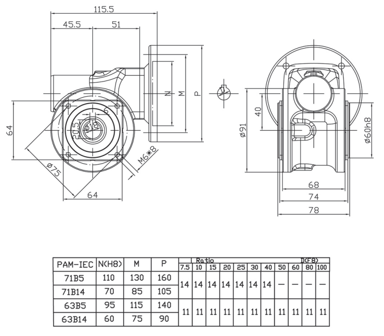 SSVF40 Customizable ODM Worm Gearbox Stainless Steel 304 Speed Gear Reducer