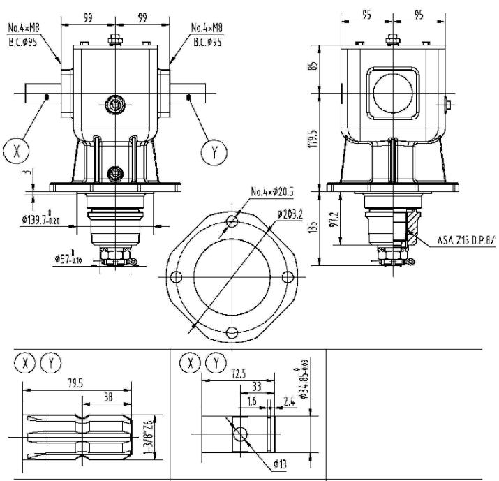 140B Series 60HP Agricultural Gearbox for Rotary Cutter