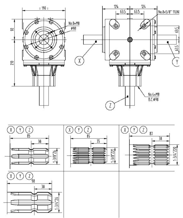 279 Series 100HP Agricultural Gearbox for Vertical Tiller & Rotary Mower