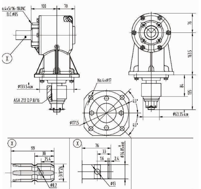 RC30 Series 35HP Agricultural Gearbox for Rotary Cutter