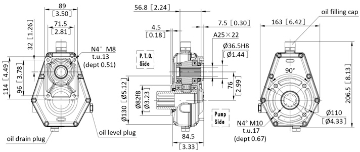 KM6001 Series Pump Over Gear Gearbox PTO Speed Increaser Aluminium Multiplier for Tractor Hydraulic Pump