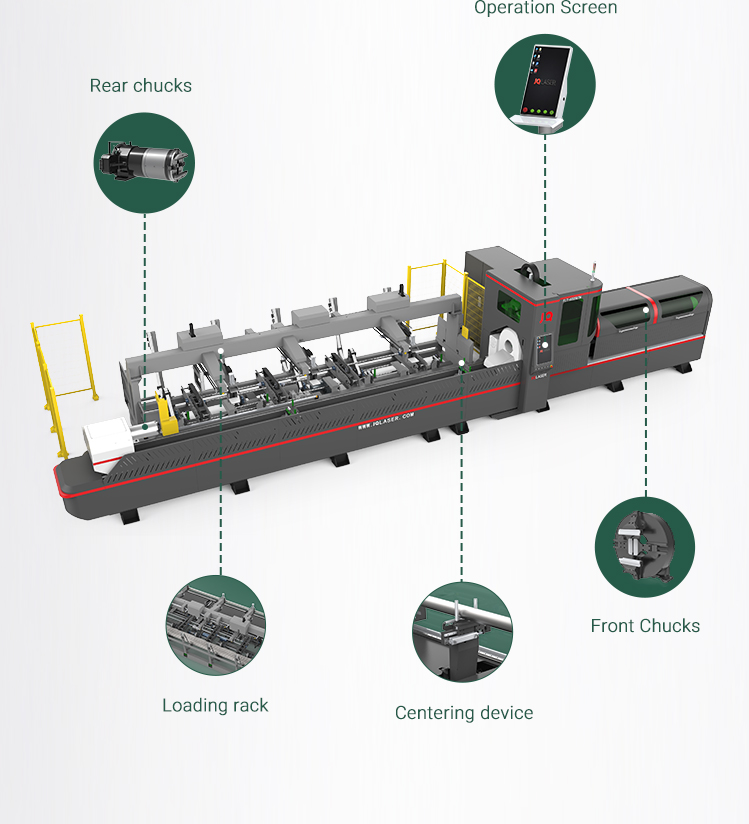 EP Three-chuck Metal Aluminium 6m 9m Pipe Laser Cutter Automatic Feeding Tube Cutting Machine