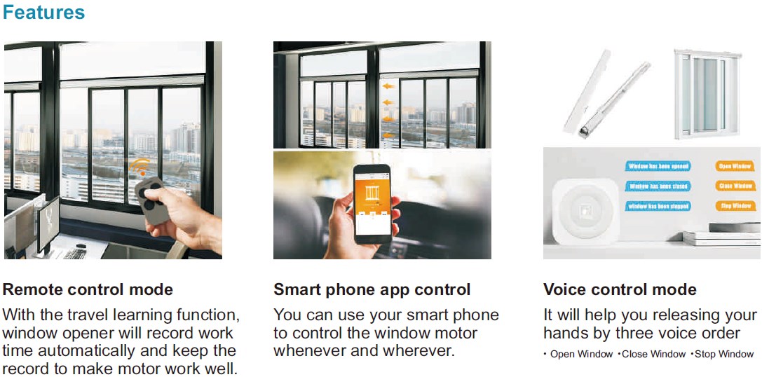 Modern Home Electric Automatic Window Opener Voice & App Control with Remote Insert Slide Mode by Gate Opener