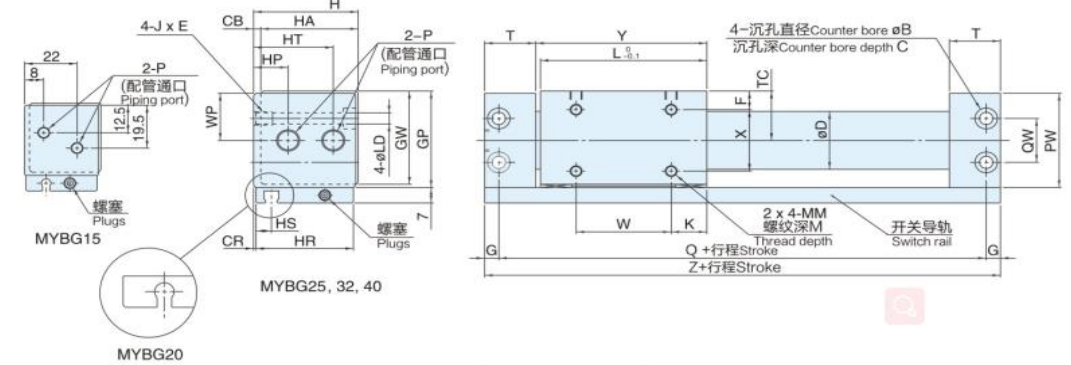 Magnetic Rodless Cylinder Rodless Cylinder with Magnetic Coupling