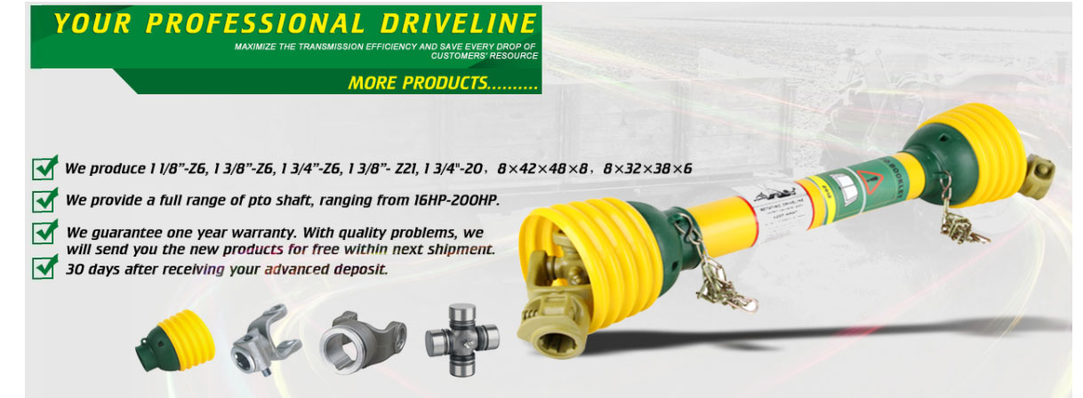 Agricultural Yoke Tractor Rotavator Pto Cardan Shaft With Spline
