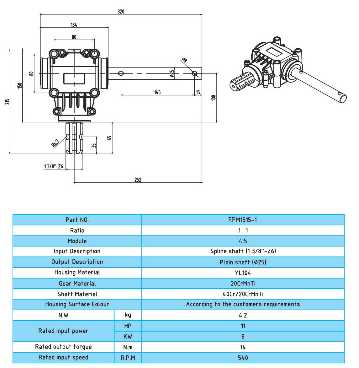 90 Degree Right Angle Steering Gear Agricultural Farming Tractor 540 PTO Bevel Gearboxes for Farm Machines