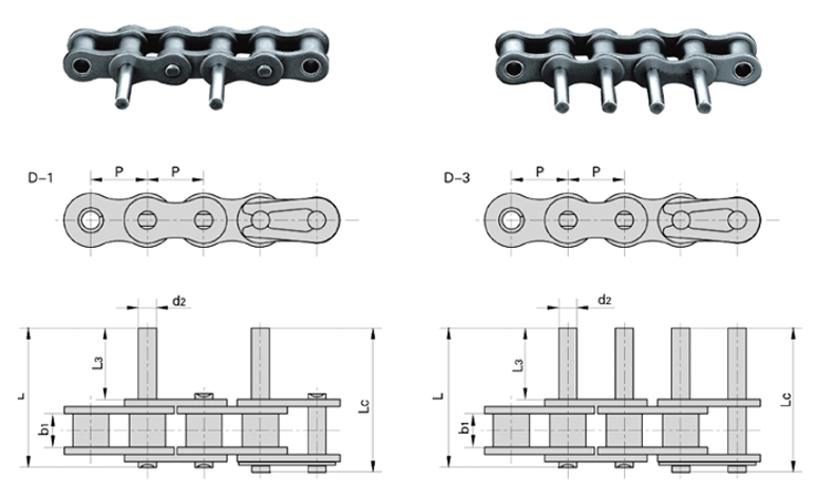 16B 20B 24B Industrial Roller Chain With Extended Pins