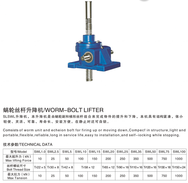 SWL Worm Lifter Gear Screw Jack Power Transmission Hoist Gearbox Tricycle Speed Transmission Gearbox Small Differential Gear Box