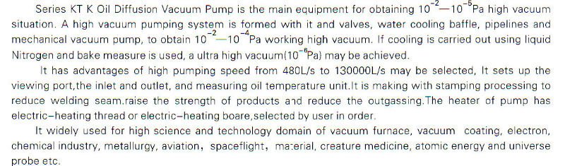 Kt-160 K-160 SERIES KT K OIL DIFFUSION VACUUM PUMPS