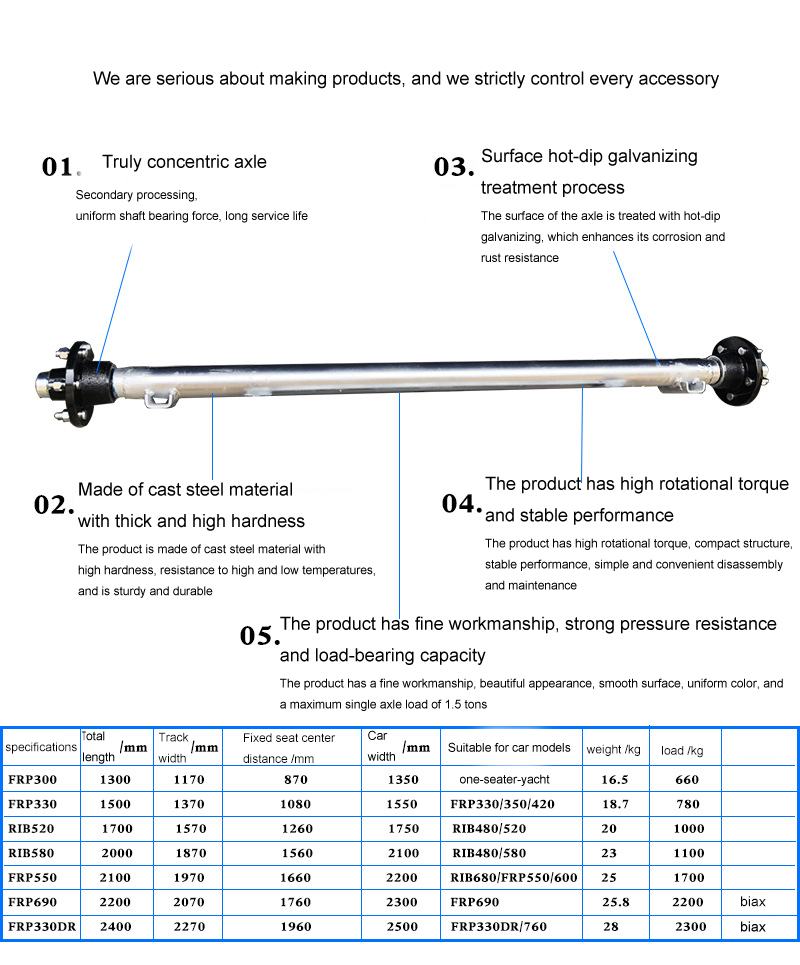 High Quality Yacht Trailer Axle Tire Steel Ring Supporting Axle Assembly Yacht Trailer Parts
