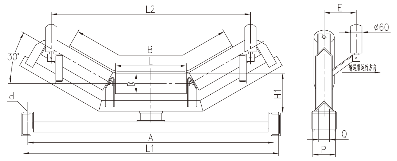 Chinese Manufacturers Material Handling Belt Conveyor Line Parts Tape Self-aligning Idler for Mining Construction Industry