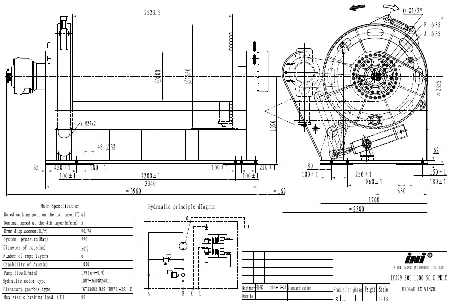 High Speed Hydraulic Mooring Rope Winch