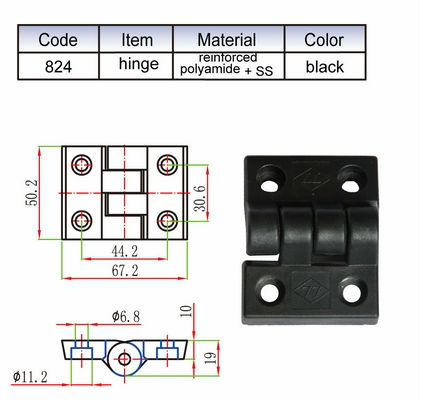 Plastic Small Black Hinges B (824)