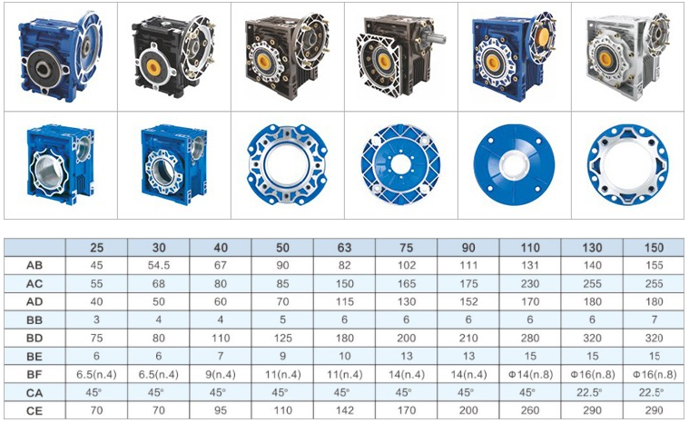 Customised 150 Nrv Worm Wheel Gearbox Output Flange Reductor Alloy Aluminum Textile Industrial Machinery Model Nmrv Farm
