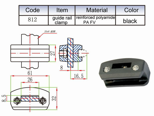 Adjustable Guide Rail Clamps for square Tube and Rod (812)