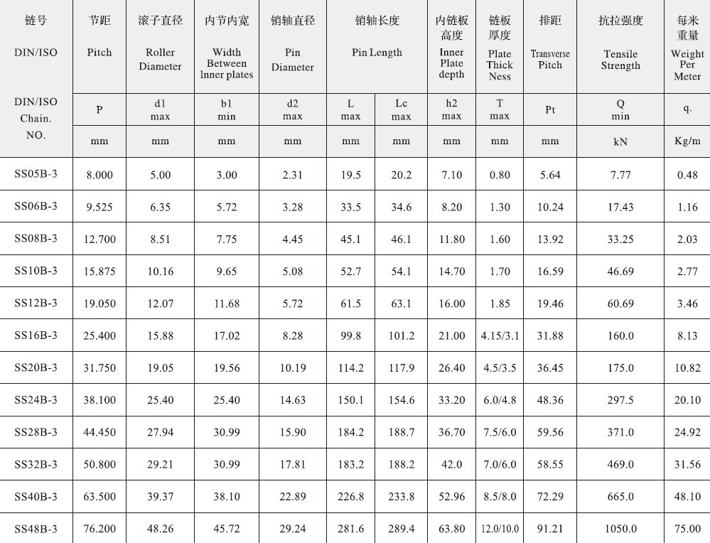 SS48B-3 B Series Stainless Steel Short Pitch Precision Triplex Roller Chain and Sprockets for Restaurant Industries