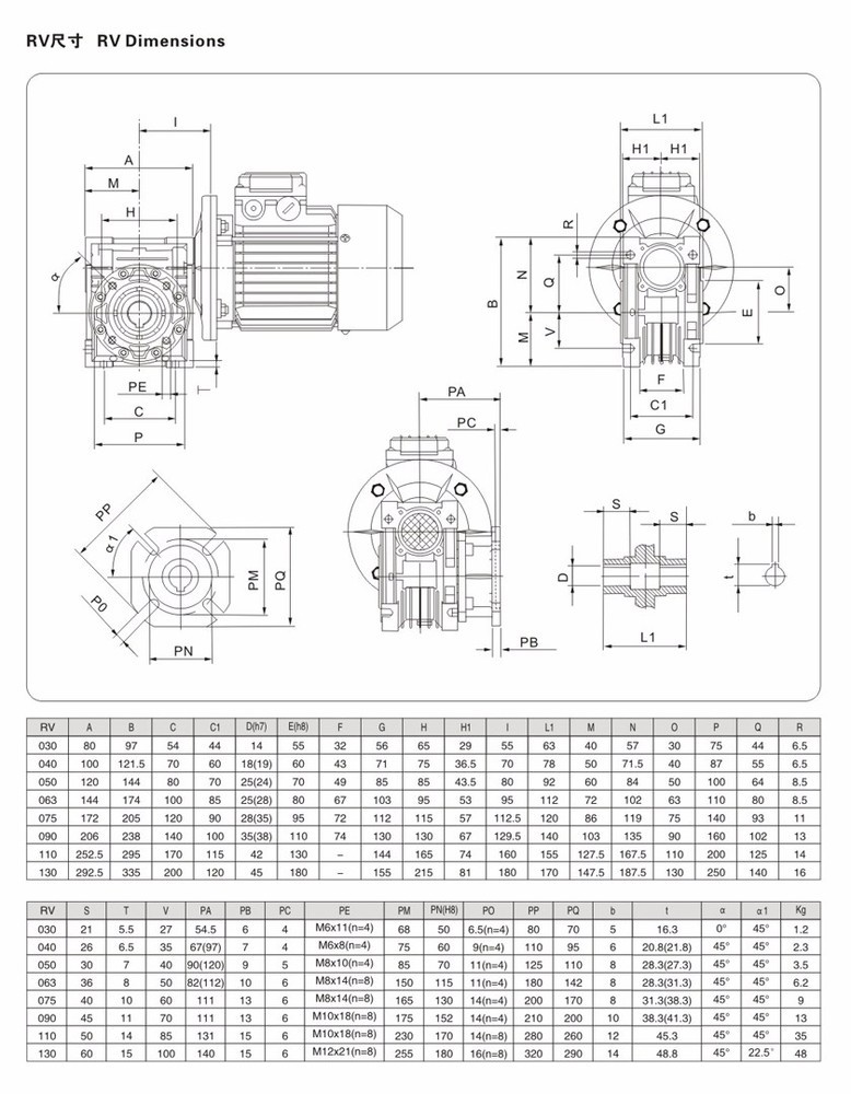 High-Speed RV Series 63 Speed Reducer Customizable ODM Support Industrial Worm Gearbox by High-Speed Gearbox