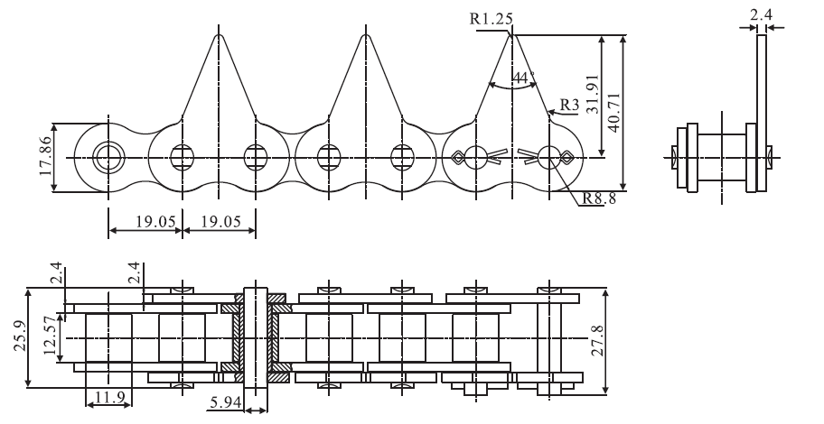 High Quality Customized Stainless Steel for Sharp Top Conveyor Chain and Sprockets for Restaurant Use
