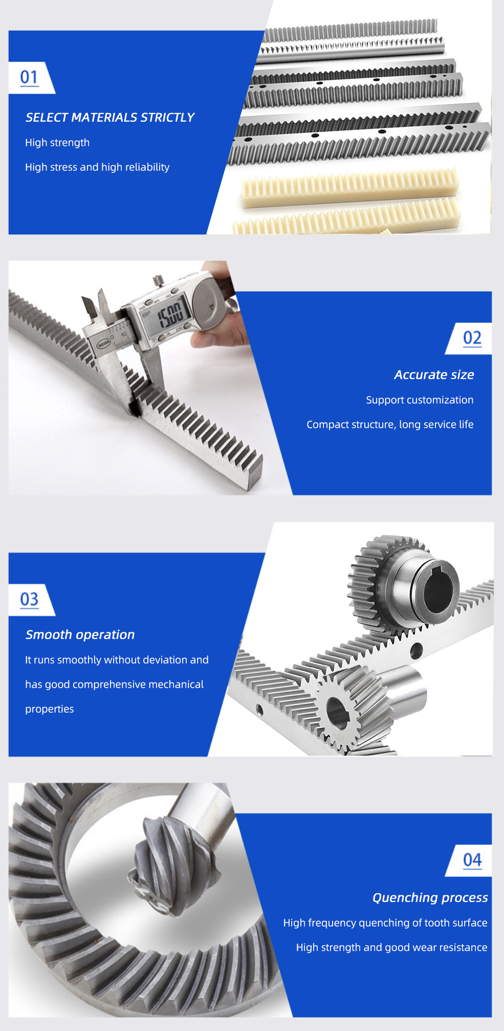 24*24*1000Mm Oem Customized Hardening Steel Gear Rack and Pinion for Cnc Machine