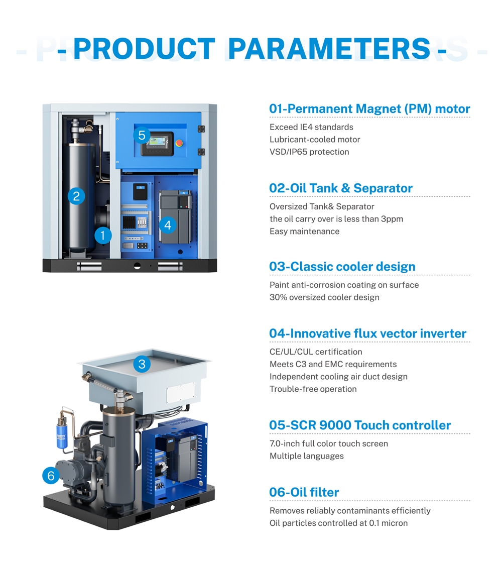37kw 50hp Permanent Magnetic Rotary Screw air Compressors  Compressor  with Inverter (EP50PM)