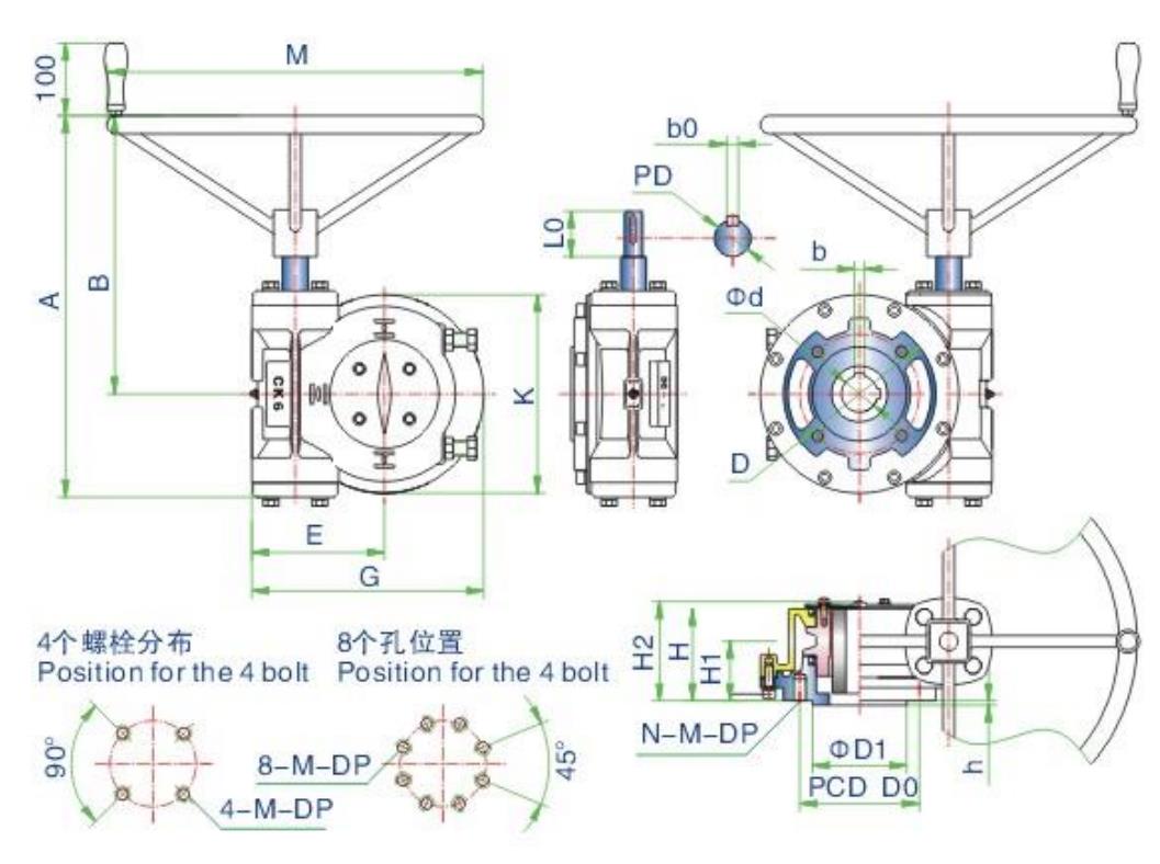 PN16 DN80 Water Oil Butterfly Valve Gearbox Resilient Ductile Iron Butterfly Valve Reducer