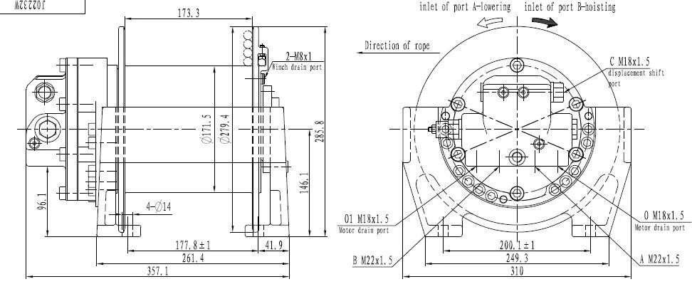 Ep Hot Selling 2.5 Ton Winch Hydraulic Truck Winch  for Tractor