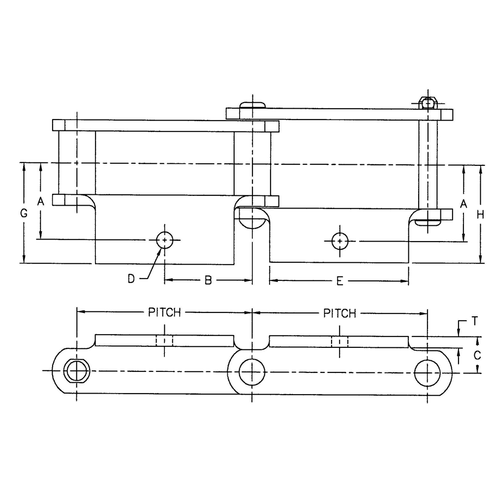 Hot Selling Ss131-a1 Ss131-a2 Ss102b-a2 Ss110-a2 Ss Class Bushed Steel Chain With A1 A2 Attachment for Wholesales