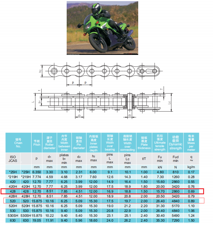 Professional 520 Motorcycle Security 35 Gold Plated Chain Made in China