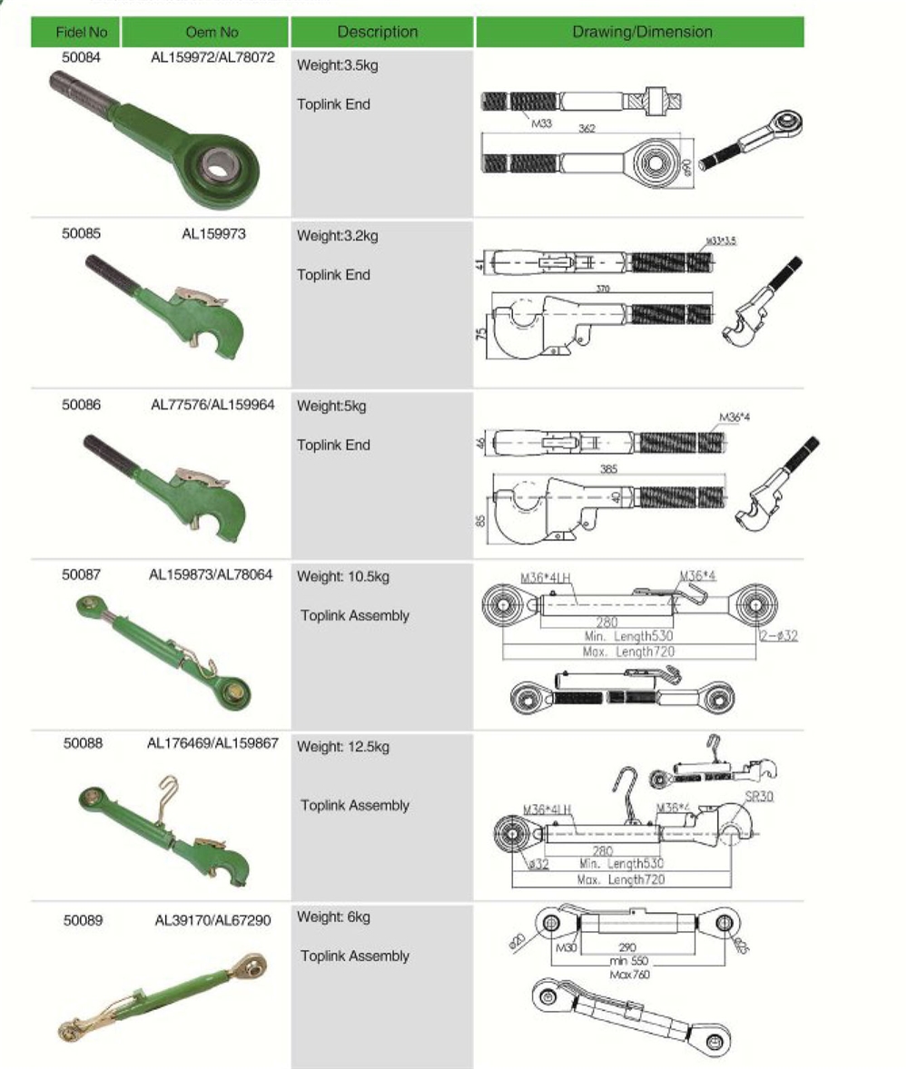 AL39170/AL67290 Durable Agricultural Spare Parts Toplink Assembly for Tractor