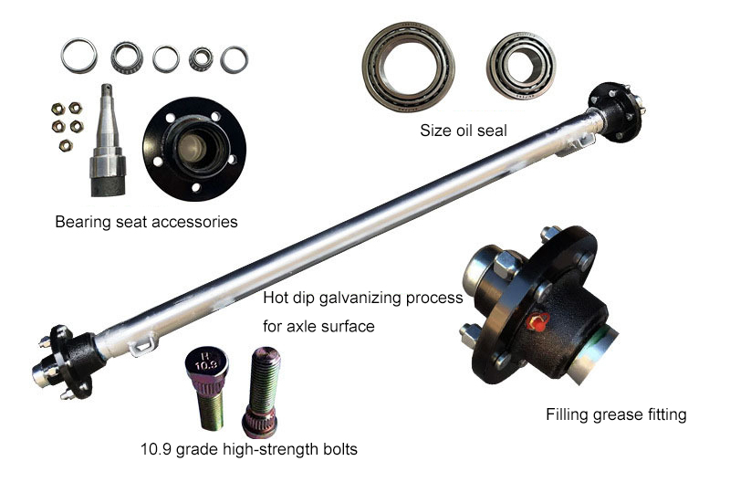 High Quality Yacht Trailer Axle Tire Steel Ring Supporting Axle Assembly Yacht Trailer Parts