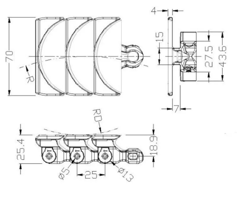 Multi Flex Chain with Pushers Plastic Chain  Table Top Slat Multi Flex Conveyor Substitute Conveyor Plastic Chain