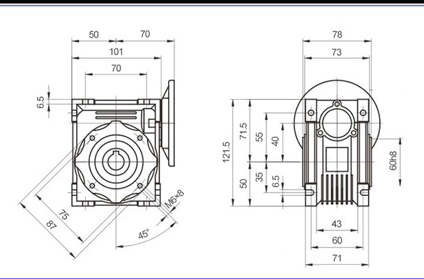 Good Quality RV SERIES Series Worm Gear Box Reductor with Flange