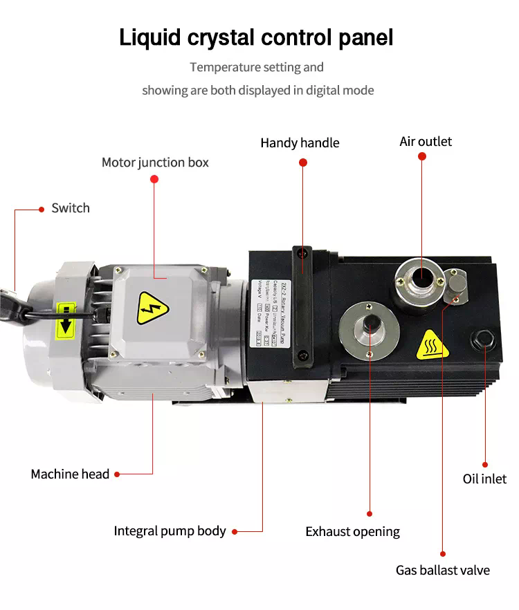 2XZ-2 Series Two-Stage Rotary Vane Vacuum Pump with Low Noise Low Vibration Small Size Light Weight Ease of Maintenance