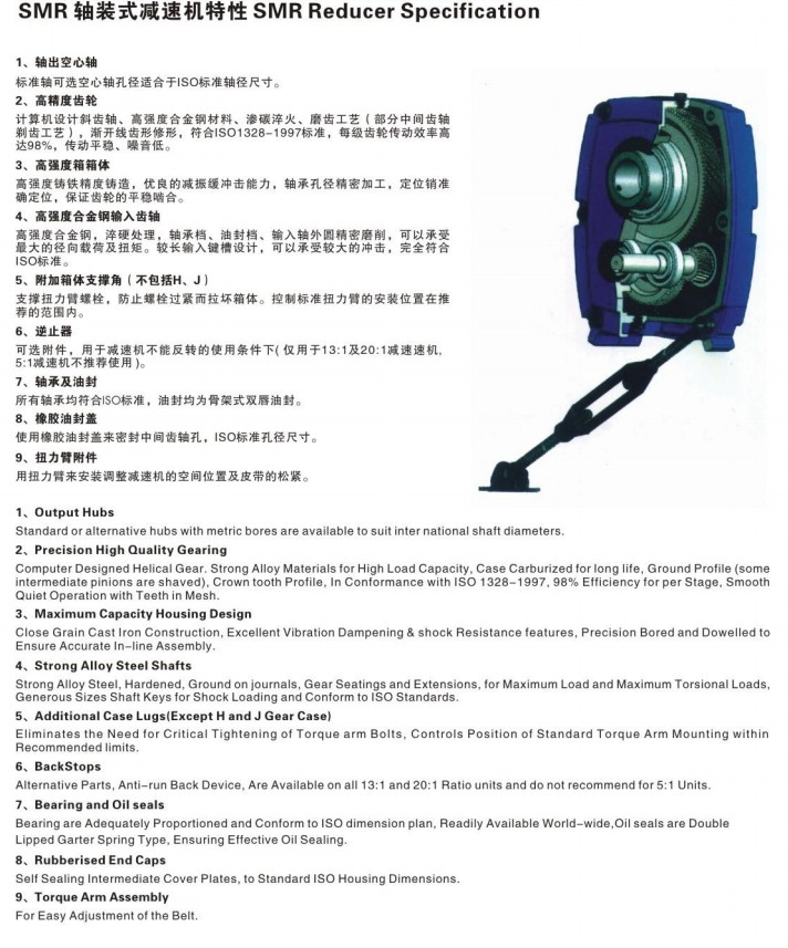 SMR Series 1400rpm Key Solid Hollow Shaft Output Gearboxes Hollow Shaft Mounted Gearbox Reducer Motor Gearing Speed Reducer