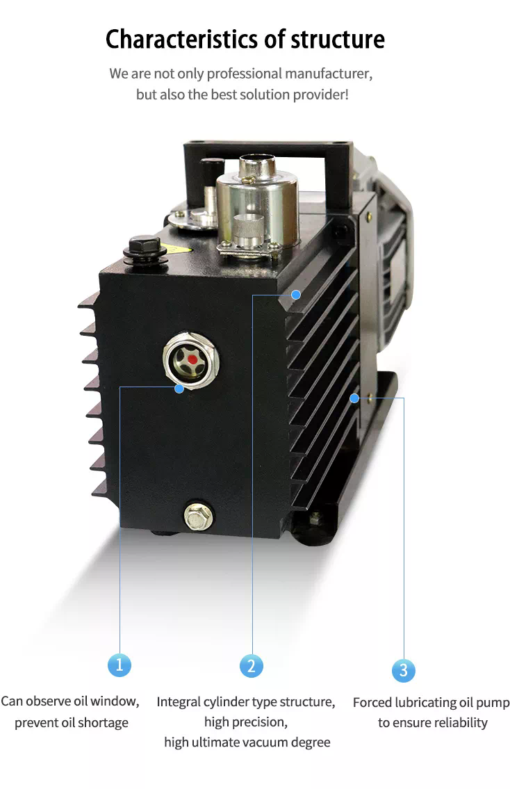 2XZ-2 Series Two-Stage Rotary Vane Vacuum Pump with Low Noise Low Vibration Small Size Light Weight Ease of Maintenance