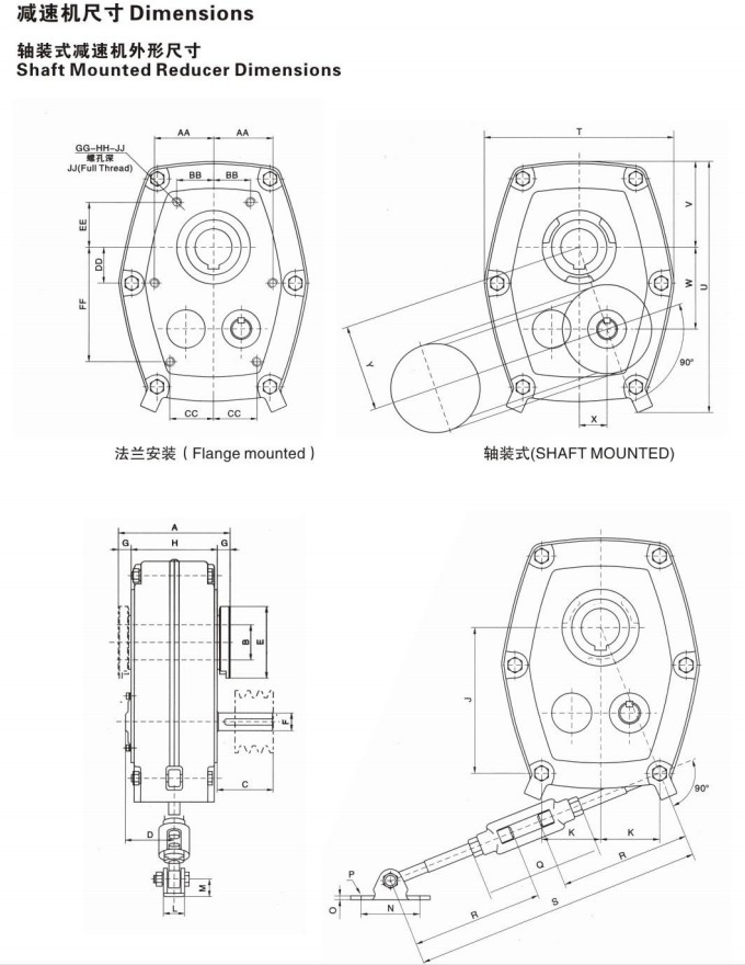 SMR Series 1400rpm Key Solid Hollow Shaft Output Gearboxes Hollow Shaft Mounted Gearbox Reducer Motor Gearing Speed Reducer