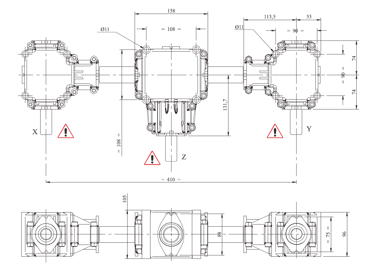 Aluminium L Series Right Angle Gearbox L-15-25-15