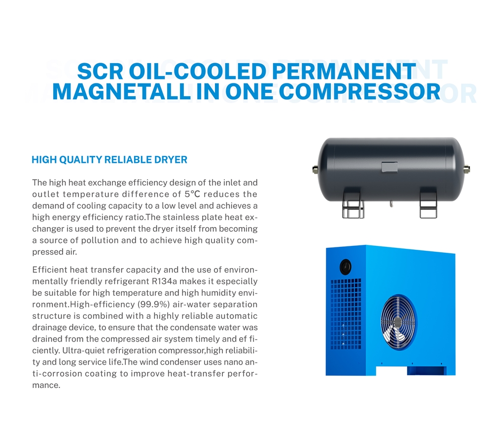 Screw Air Compressor Industrial 15-75kw 7-10bar High Efficiency Energy Saving Screw Compressor