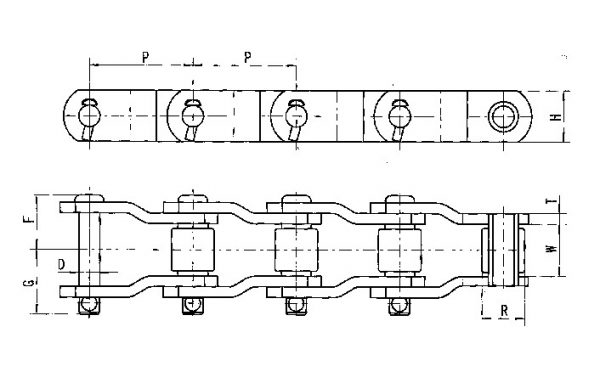 Heavy-Duty Offset-Sindbar Roller Transmission Chains for Engineering Applications WG781 WG103 WG103H WG140 WB10389 WB9525