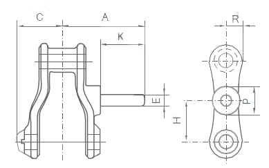 452 477 Class Pintle Chain with D5 Attachment for Transmission Purposes