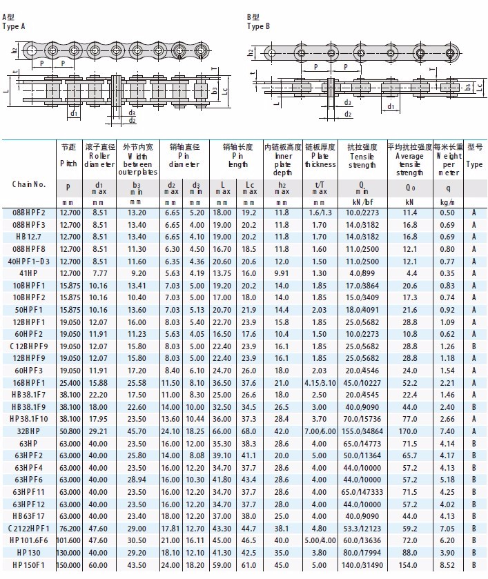 Hollow Pin Conveyor Chains 08BHPF2 08BHPF3 HB12.7 08BHPF8 40HPF1-D3 41HP 10BHPF1 10BHPF2 50HPF1 12BHPF1 60HPF2 C12BHPF9