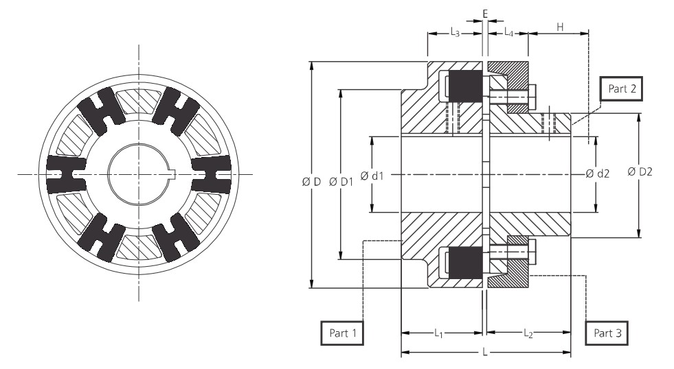 Professional Flexible Jaw Spider Couplings N-eupex Coupling With Low Price