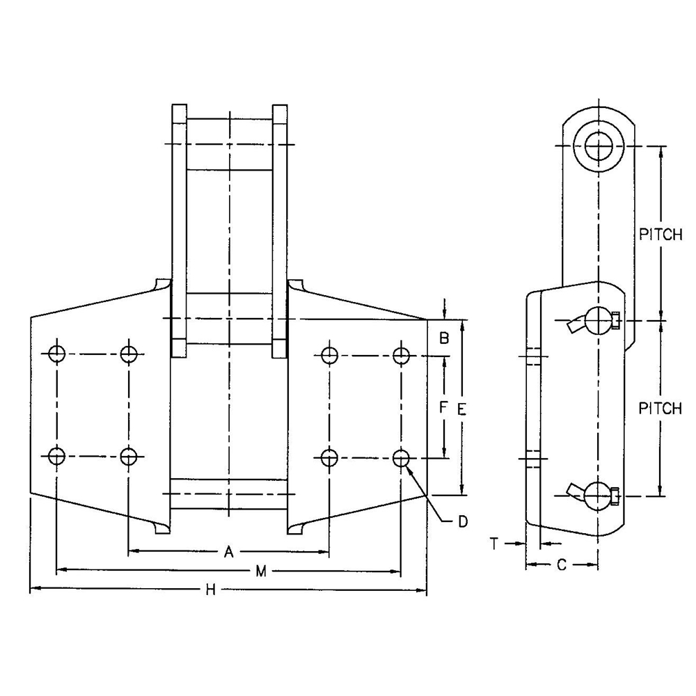 Ss857-k44 Ss859-k44 Ss958-k44* Ss864-k443* Ss984-k443* Ss994-k443* Ss Class Bushed Steel Chain With K44 K443 Attachment